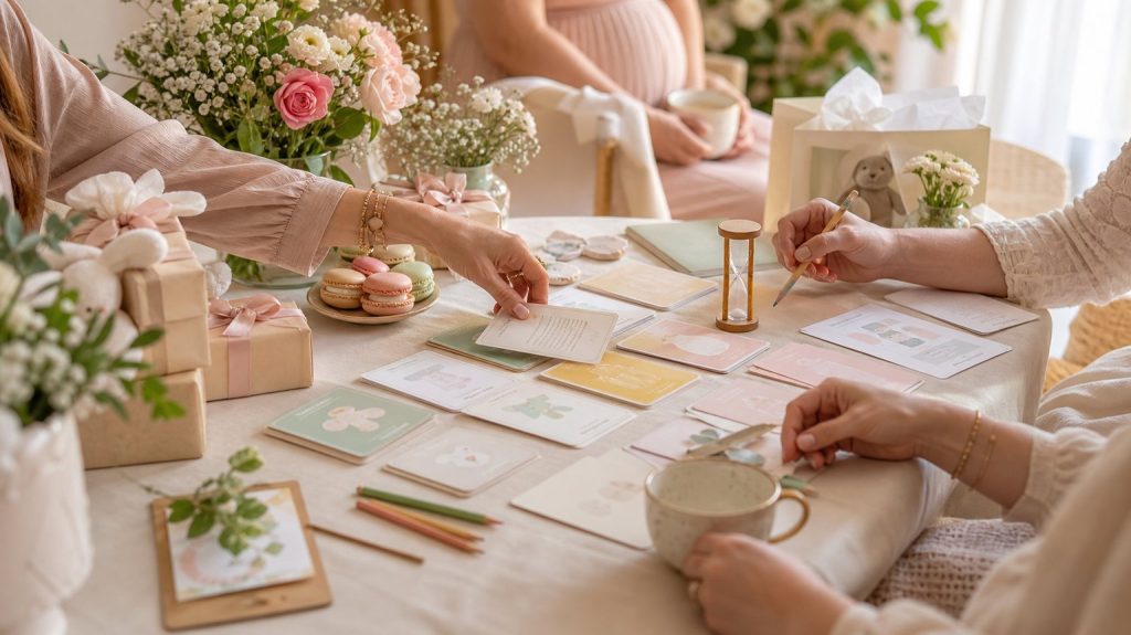 Illustration de Jeux pour baby shower : sélection par ambiance et durée