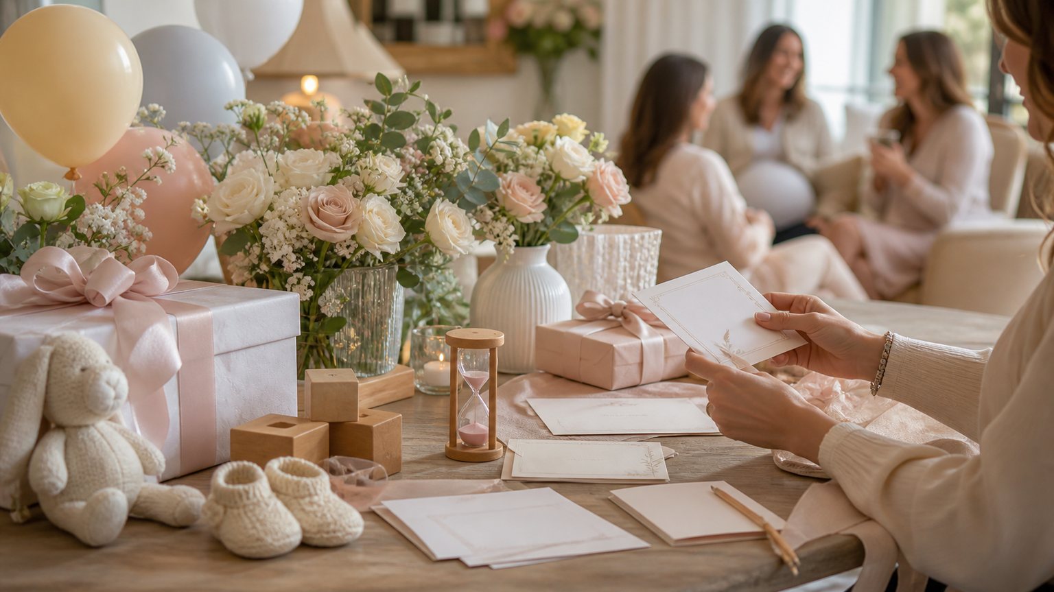 Illustration — Jeux pour baby shower : sélection par ambiance et durée