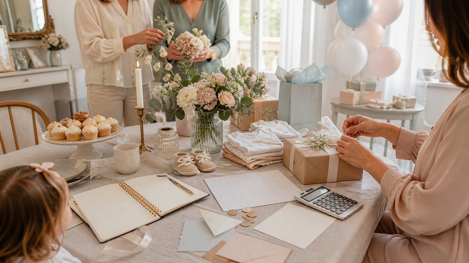 Illustration — Organiser une baby shower : étapes, budget et timing