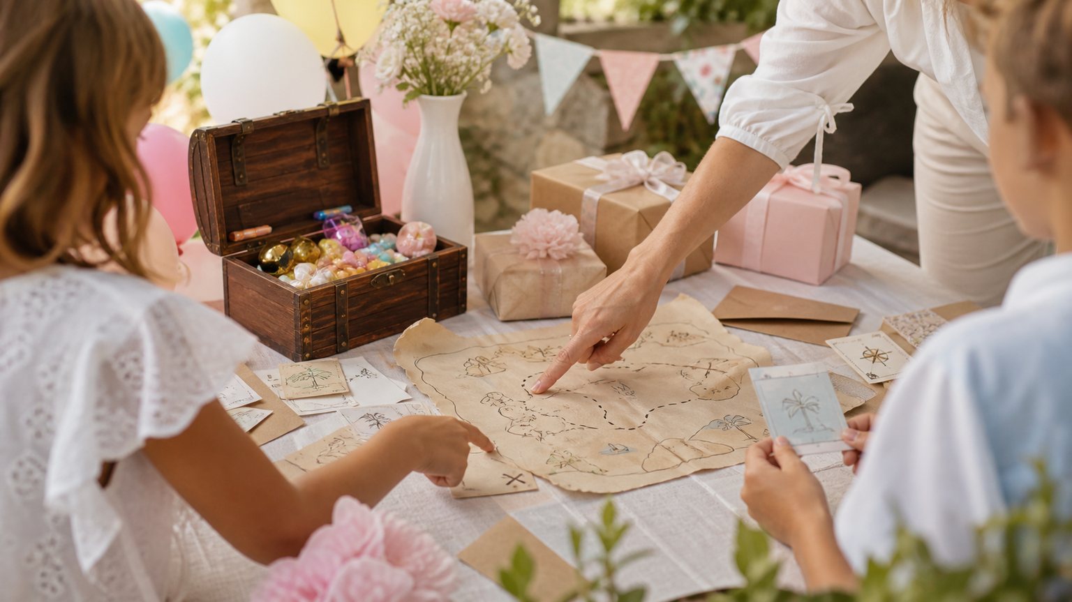 Illustration — Chasse au trésor anniversaire enfant : scénario simple et efficace