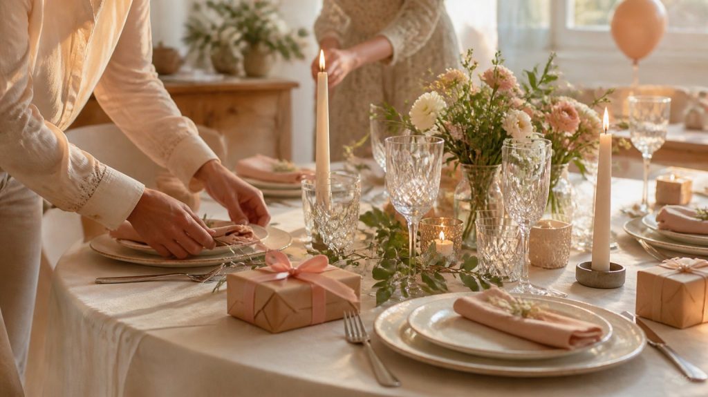 Illustration de Décoration de table de fête : idées simples et élégantes