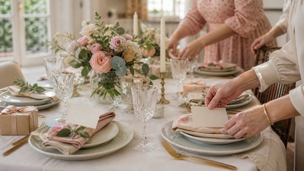 Illustration de Décoration des tables de fête : harmoniser couleurs, vaisselle et détails