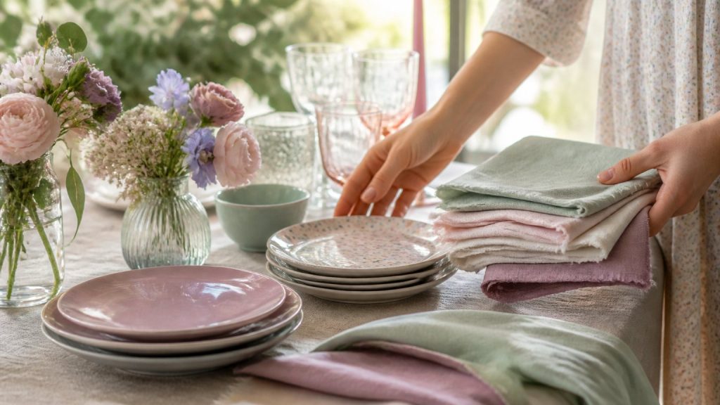 Illustration de Palette couleur décoration : choisir une harmonie pour une fête